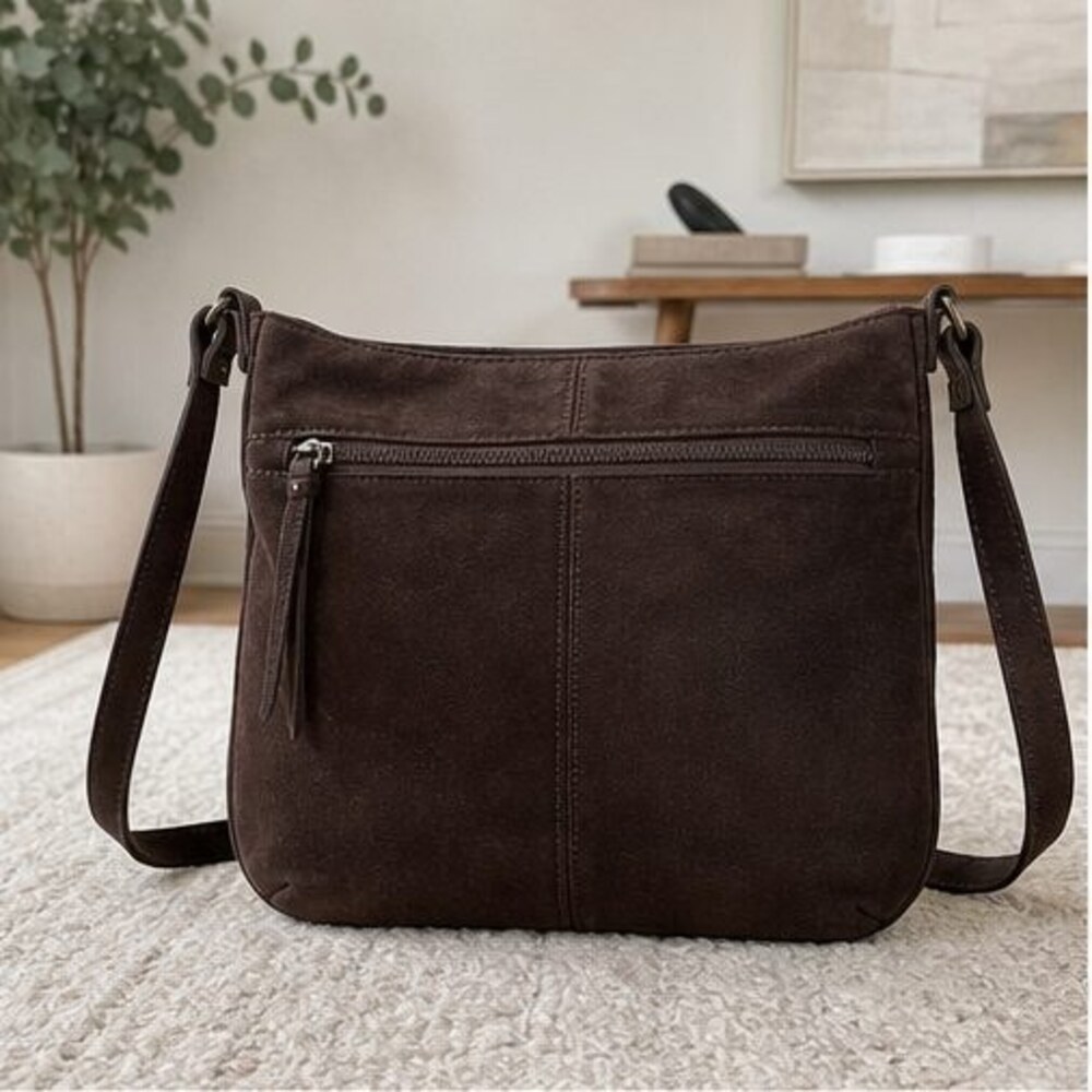 Espresso Suede Crossbody Bag